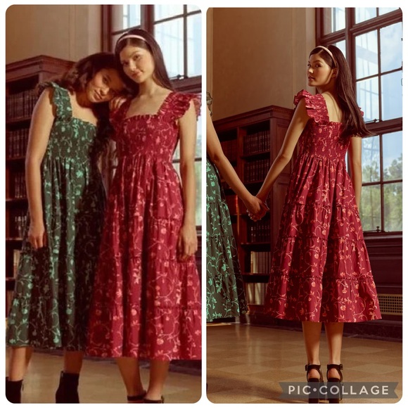 NWOT Hill House “The Nap Dress” in Burgundy Pink Botanical Print - Picture 2 of 8